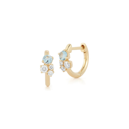 Yellow Gold-1^Diamond Huggie Earrings: DRD Birthstone Huggies - March In Yellow Gold