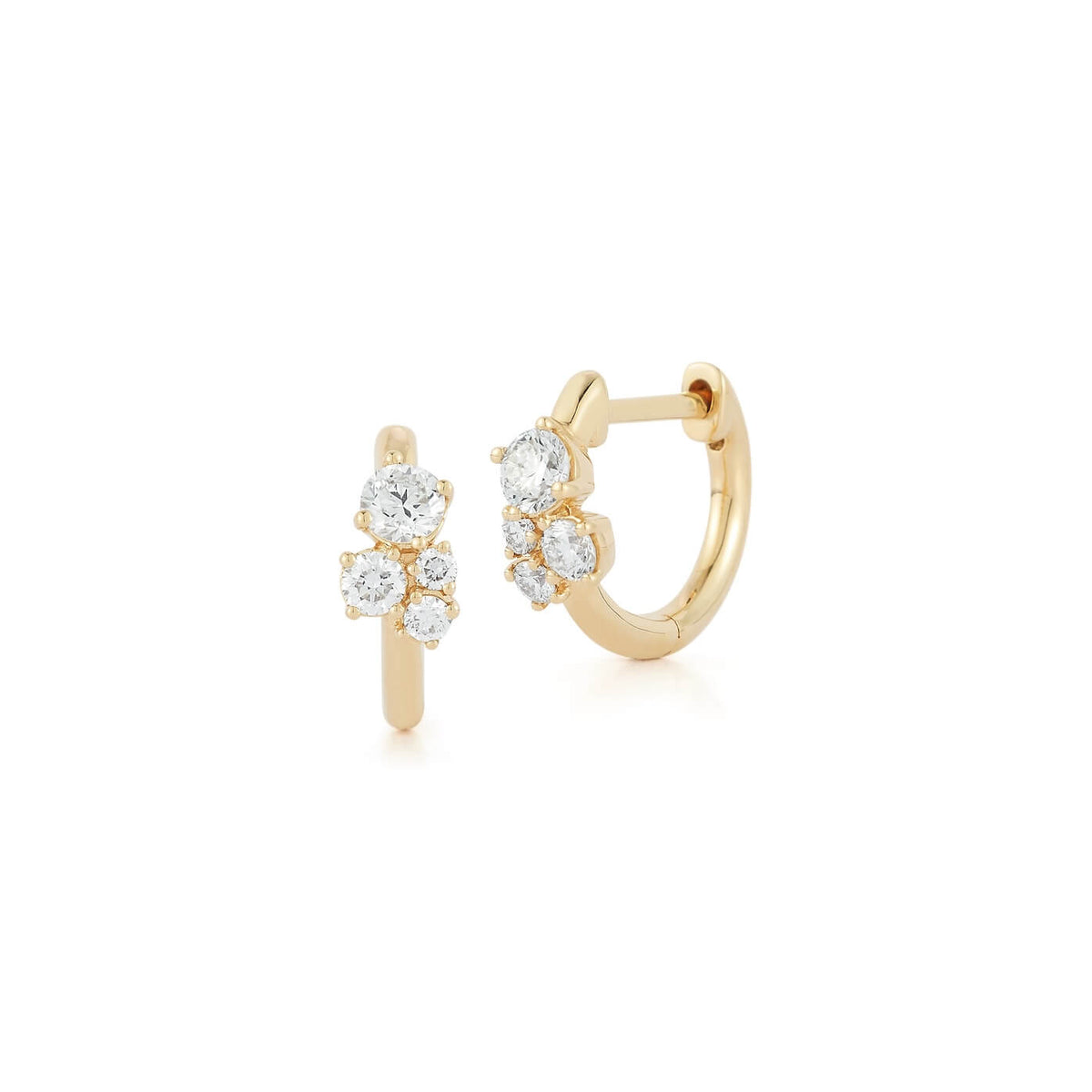 Yellow Gold-1^Diamond Huggie Earrings: DRD Birthstone Huggies - April In Yellow Gold