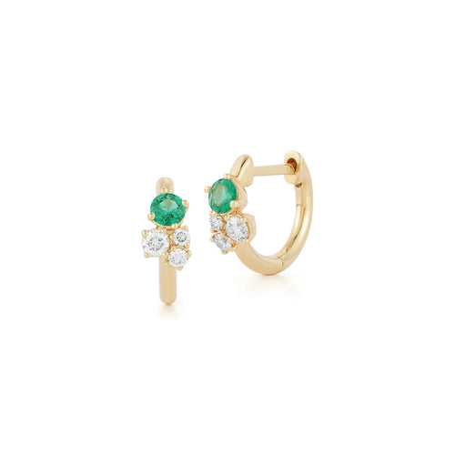 Yellow Gold-1^Diamond Huggie Earrings: DRD Birthstone Huggies - May In Yellow Gold