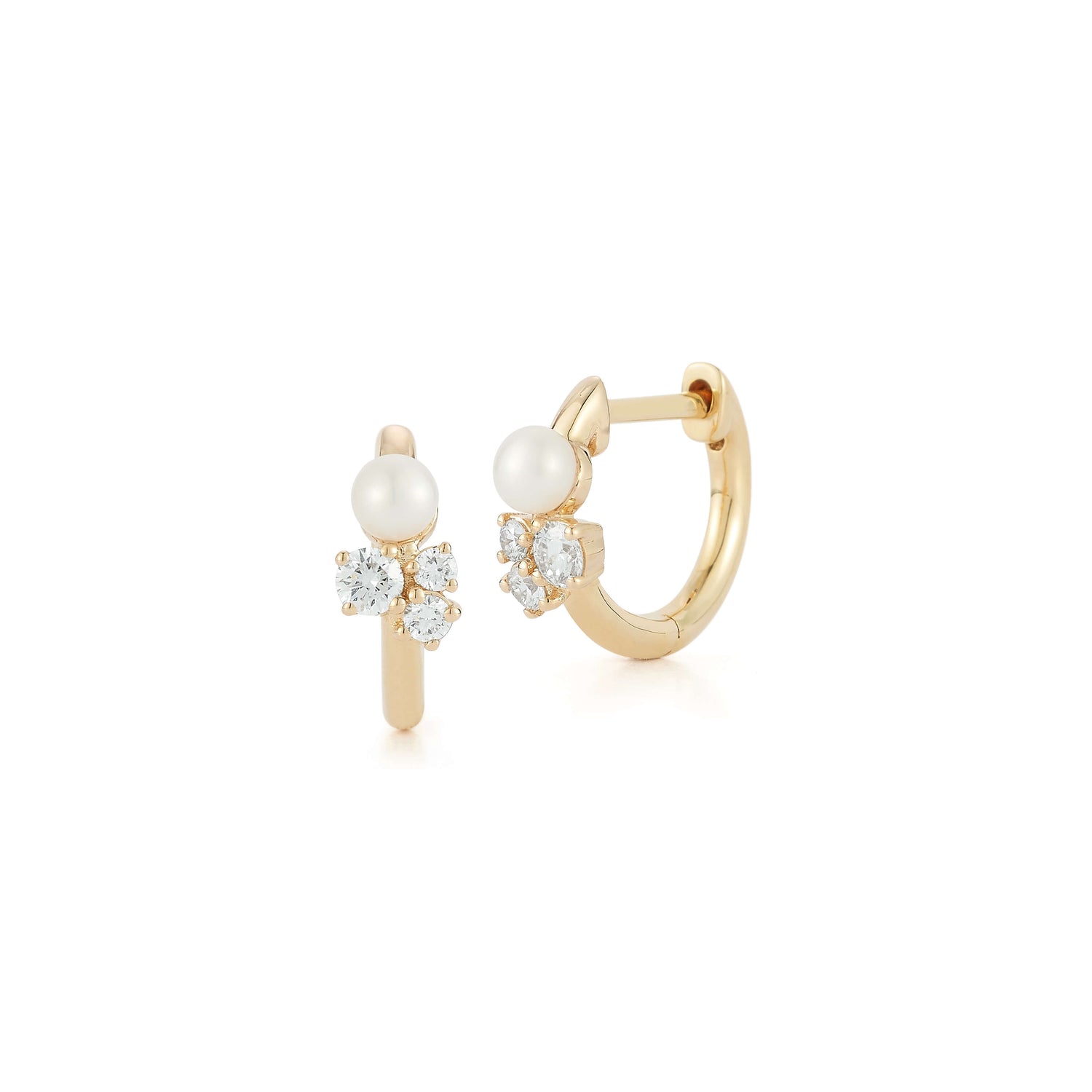 Yellow Gold-1^Diamond Huggie Earrings: DRD Birthstone Huggies - June In Yellow Gold