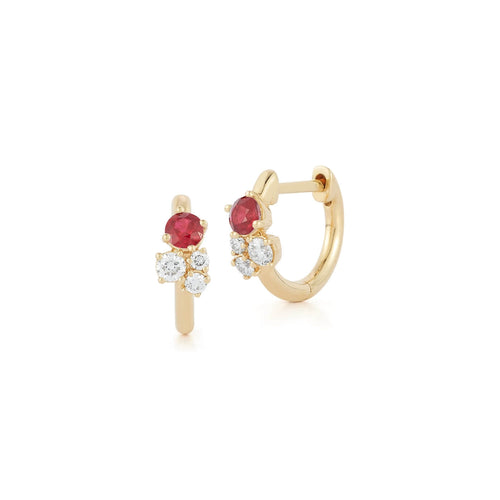 Yellow Gold-1^Diamond Huggie Earrings: DRD Birthstone Huggies - July In Yellow Gold