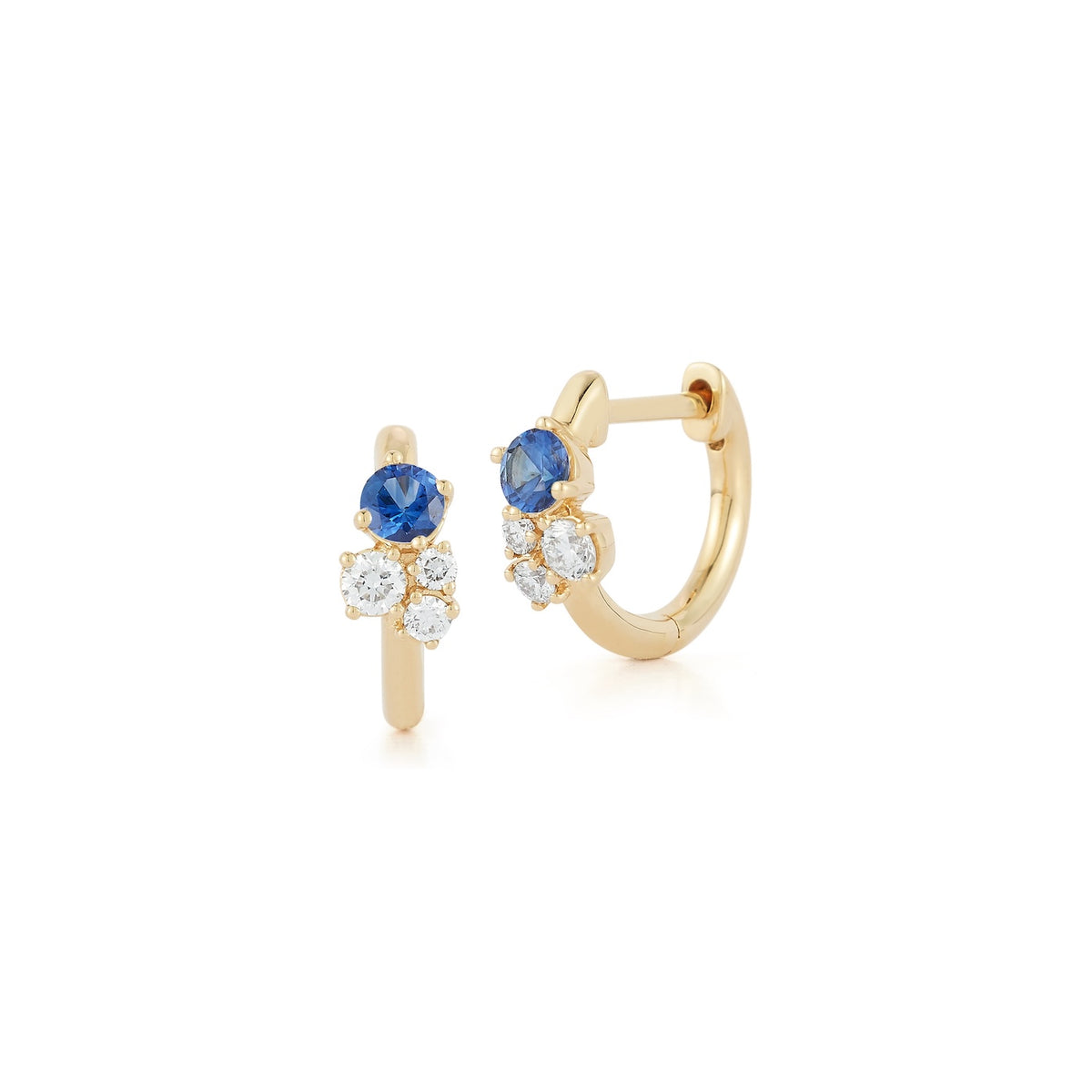 Yellow Gold-1^Diamond Huggie Earrings: DRD Birthstone Huggies - September In Yellow Gold