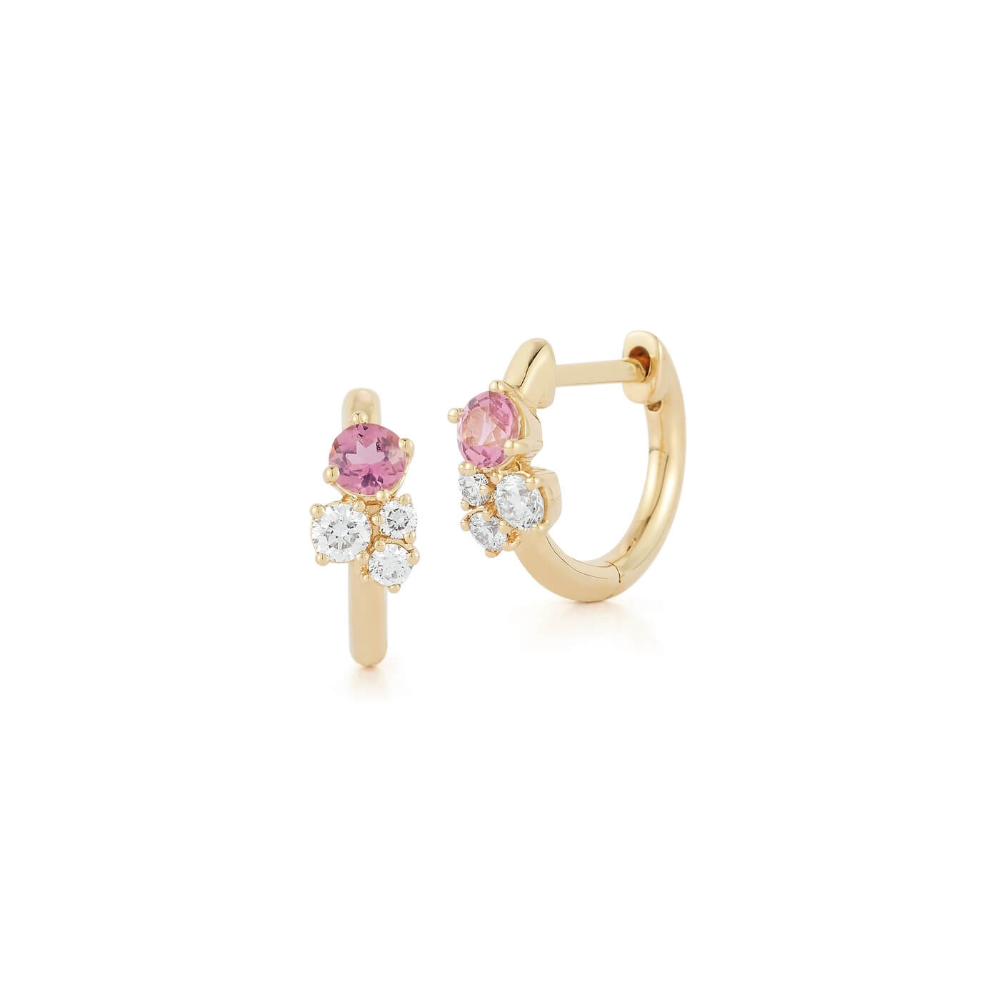 Yellow Gold-1^Diamond Huggie Earrings: DRD Birthstone Huggies - October In Yellow Gold