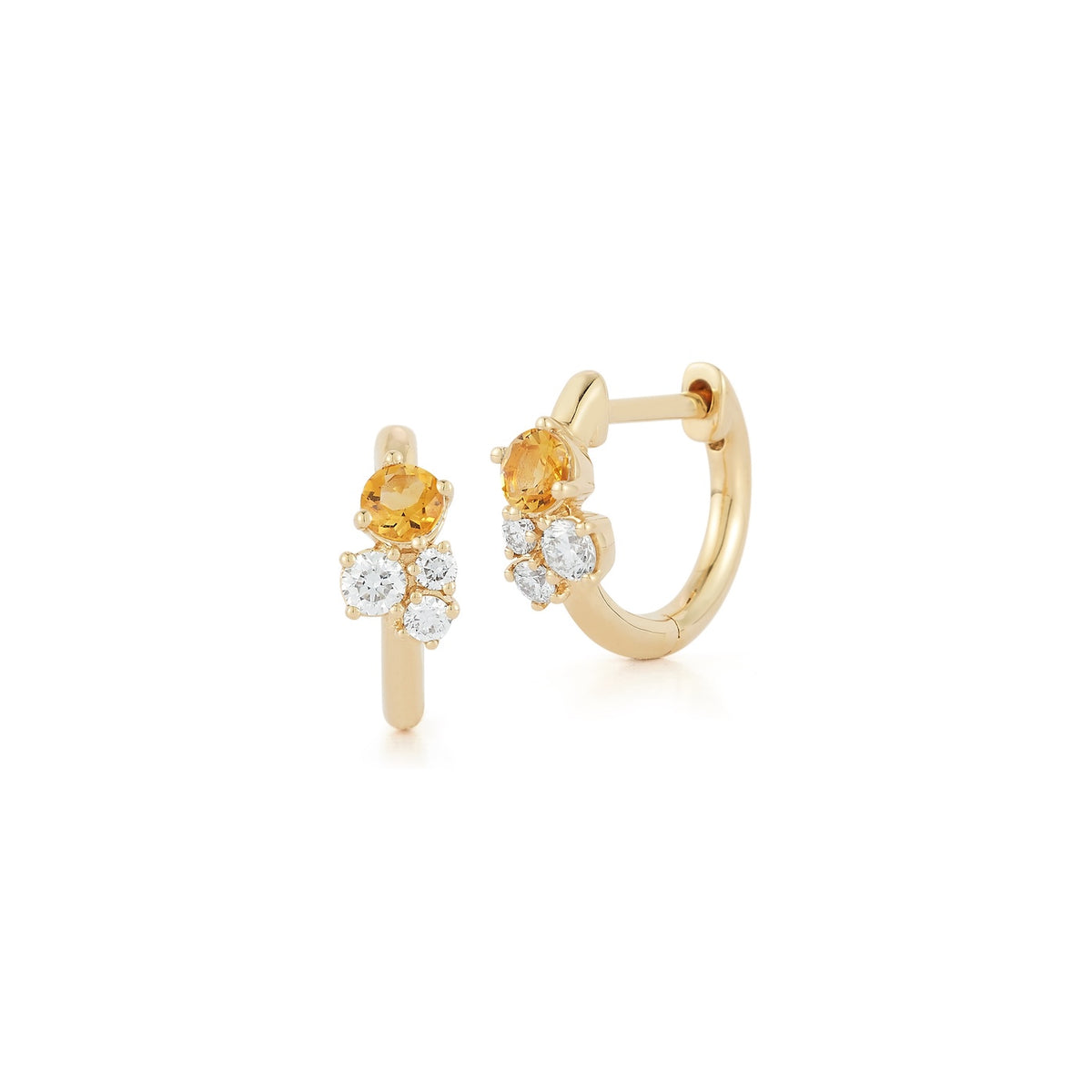 Yellow Gold-1^Diamond Huggie Earrings: DRD Birthstone Huggies - November In Yellow Gold