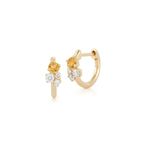 Yellow Gold-1^Diamond Huggie Earrings: DRD Birthstone Huggies - November In Yellow Gold