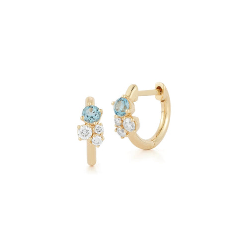 Yellow Gold-1^Diamond Huggie Earrings: DRD Birthstone Huggies - December In Yellow Gold
