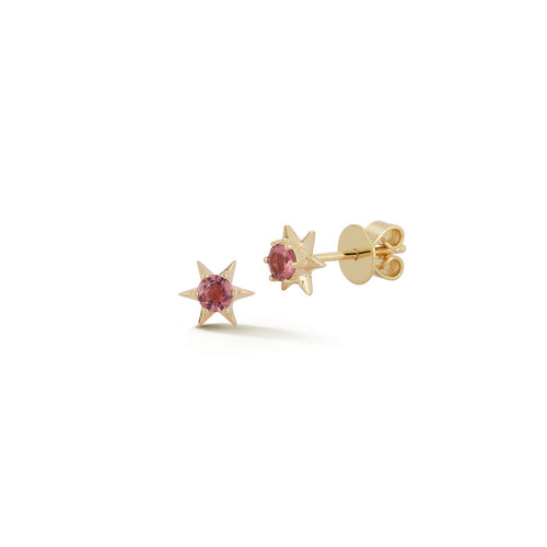 Yellow Gold-1^Designer Stud Earrings: DRD October Birthstone Star Studs in Yellow Gold