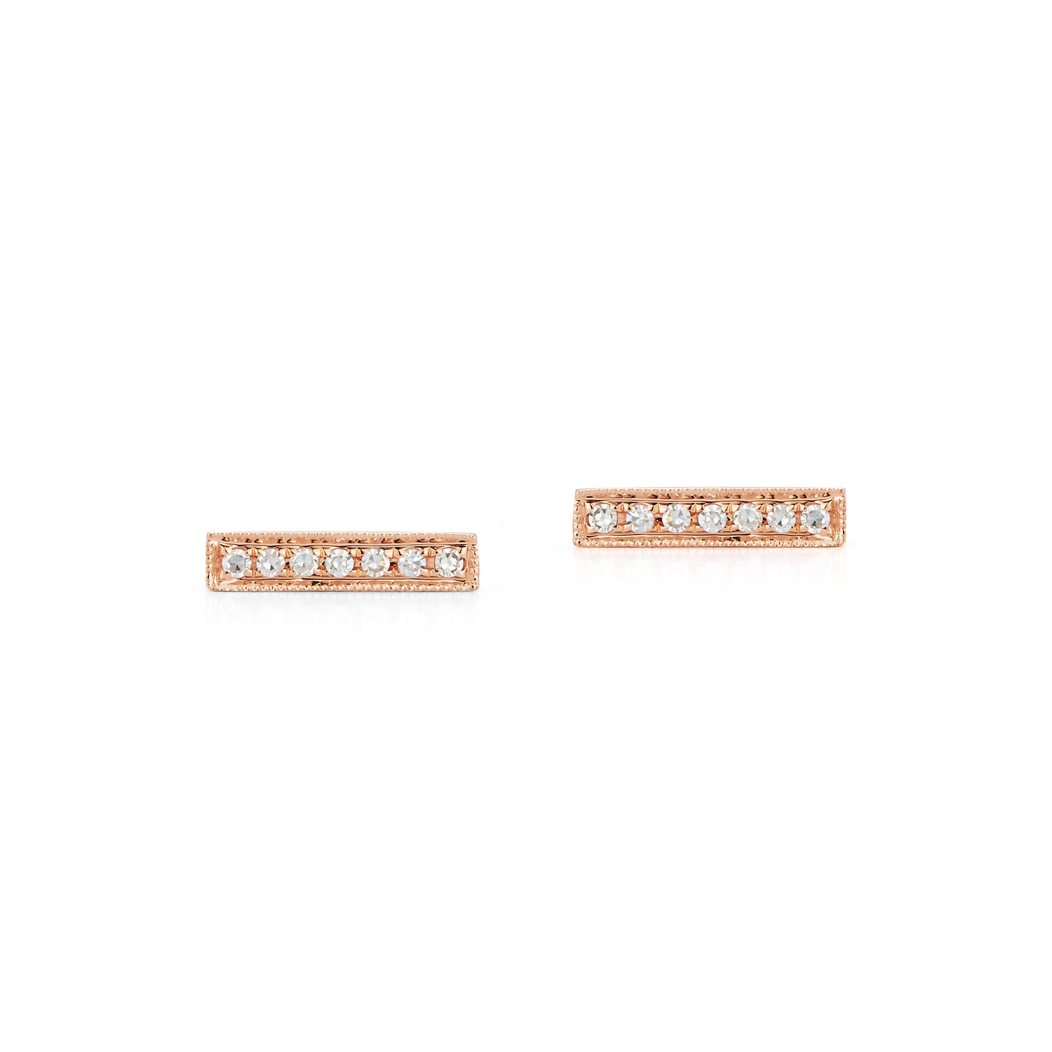 Rose Gold-1^Designer Stud Earrings: Sylvie Rose Diamond Bar Stud Earrings in Rose Gold
