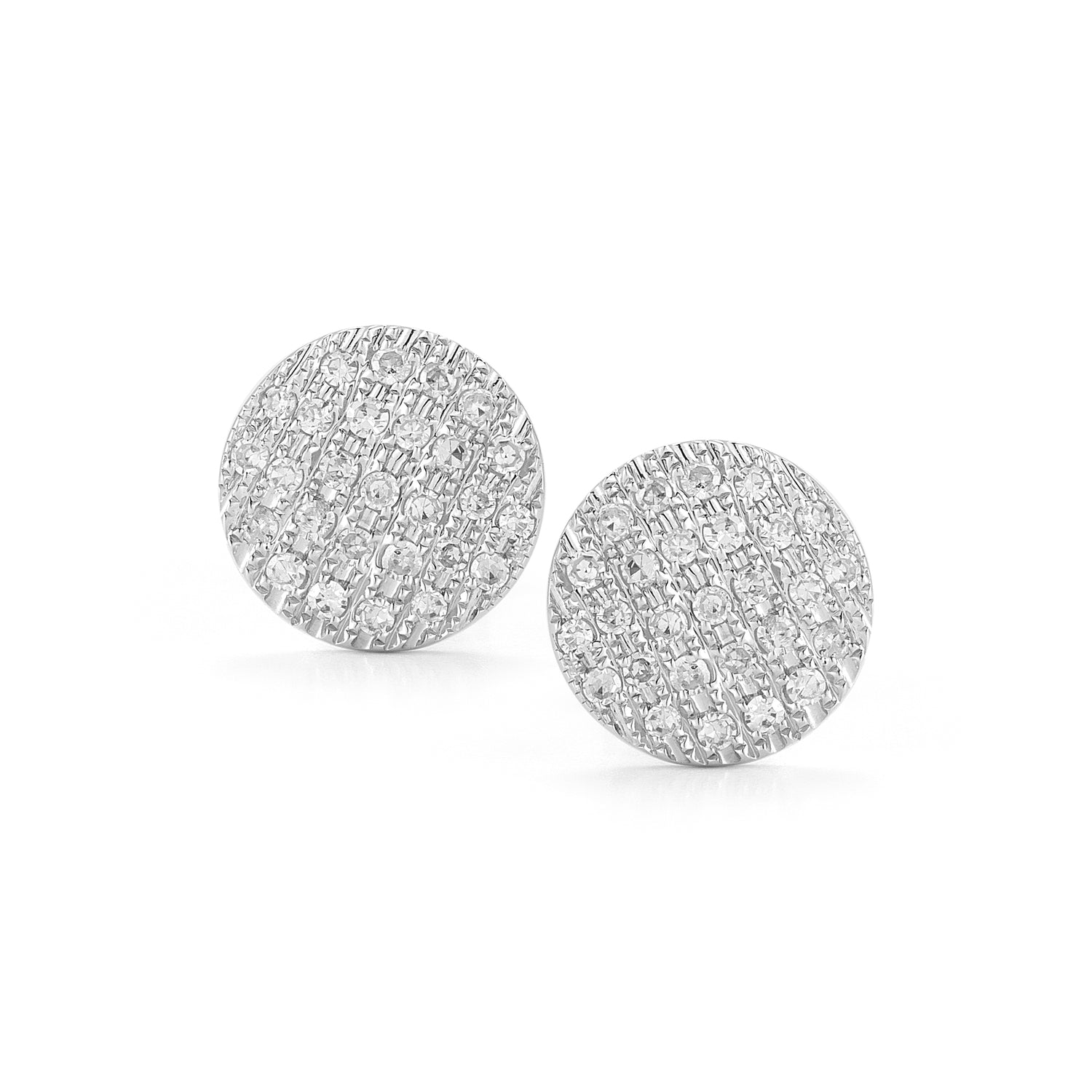 White Gold-1^Designer Stud Earrings: Lauren Joy Medium Disc Studs in White Gold