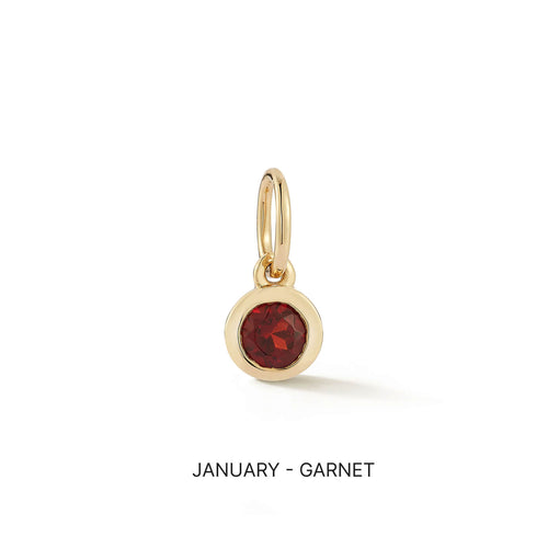 Yellow Gold-1^Designer Diamond Necklaces: DRD Birthstone Charm in Yellow Gold. January