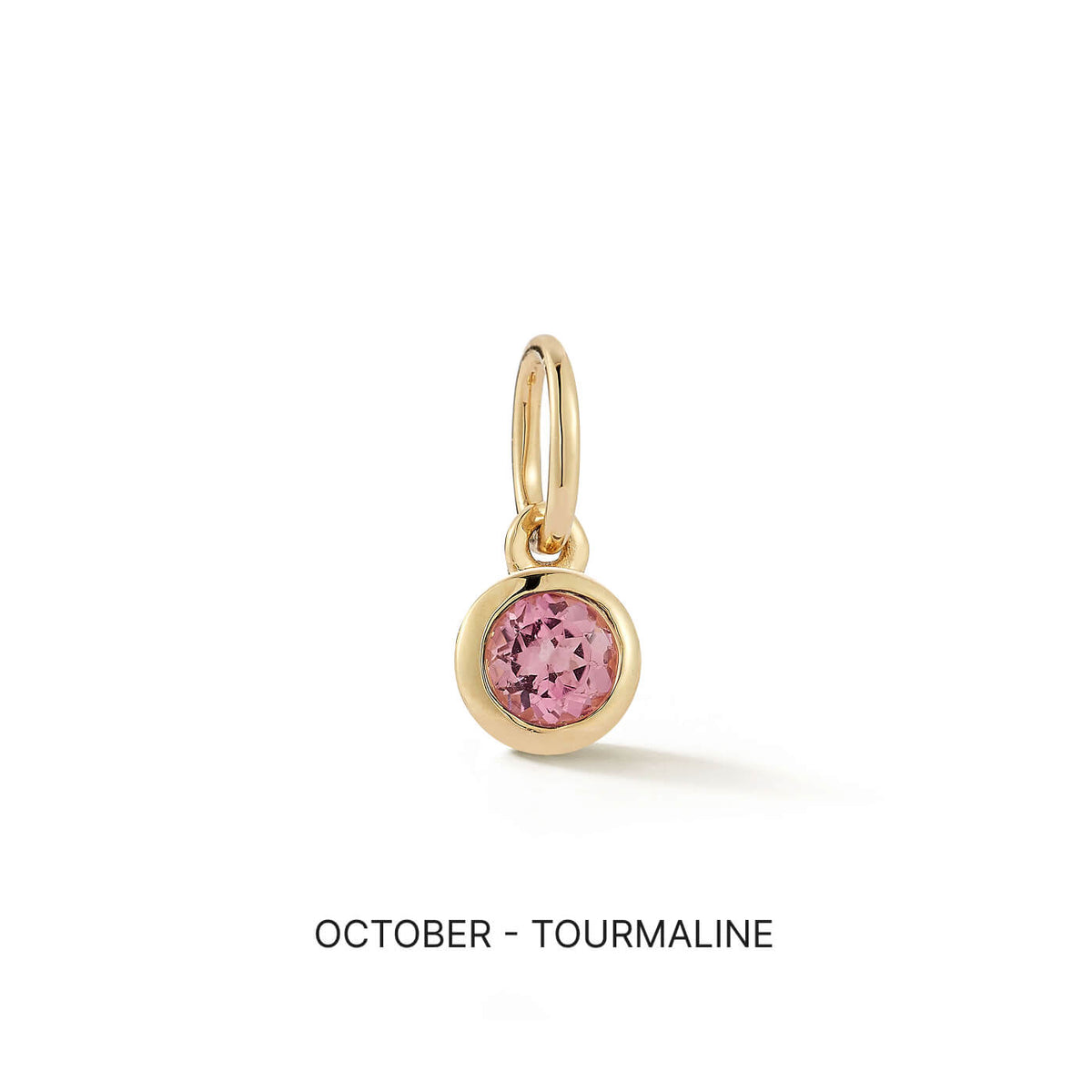 Yellow Gold-1^Designer Diamond Necklaces: DRD Birthstone Charm in Yellow Gold. October