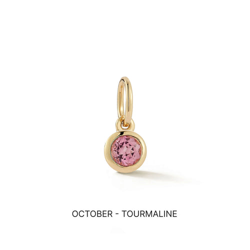 Yellow Gold-1^Designer Diamond Necklaces: DRD Birthstone Charm in Yellow Gold. October