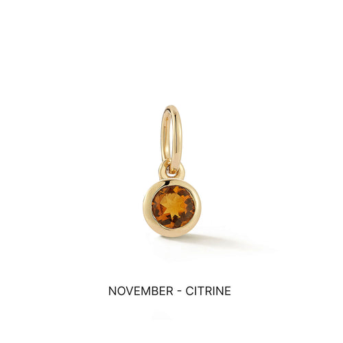 Yellow Gold-1^Designer Diamond Necklaces: DRD Birthstone Charm in Yellow Gold. November