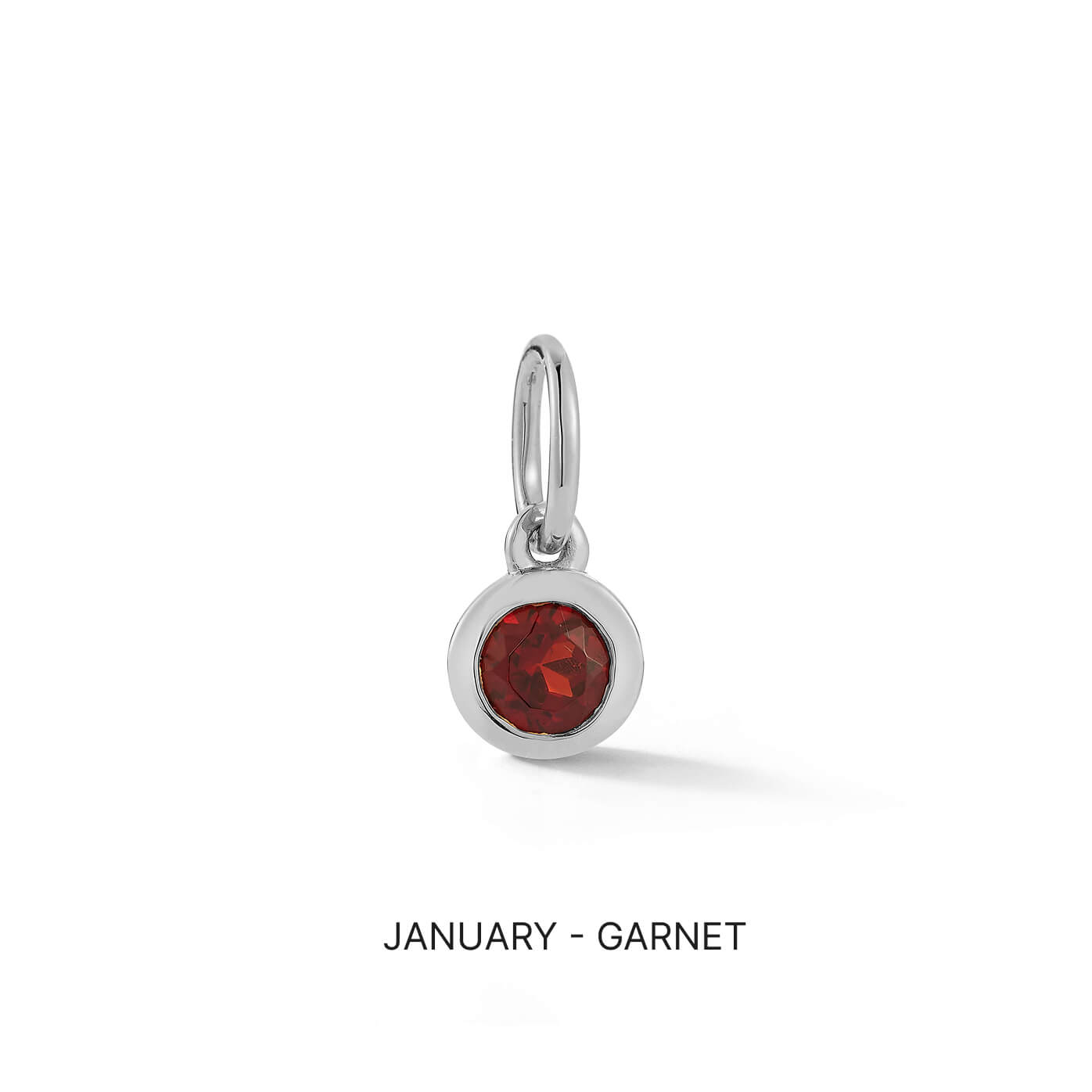 White Gold-1^Designer Diamond Necklaces: DRD Birthstone Charm in White Gold. January