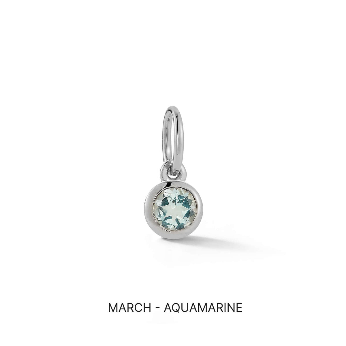 White Gold-1^Designer Diamond Necklaces: DRD Birthstone Charm in White Gold. March