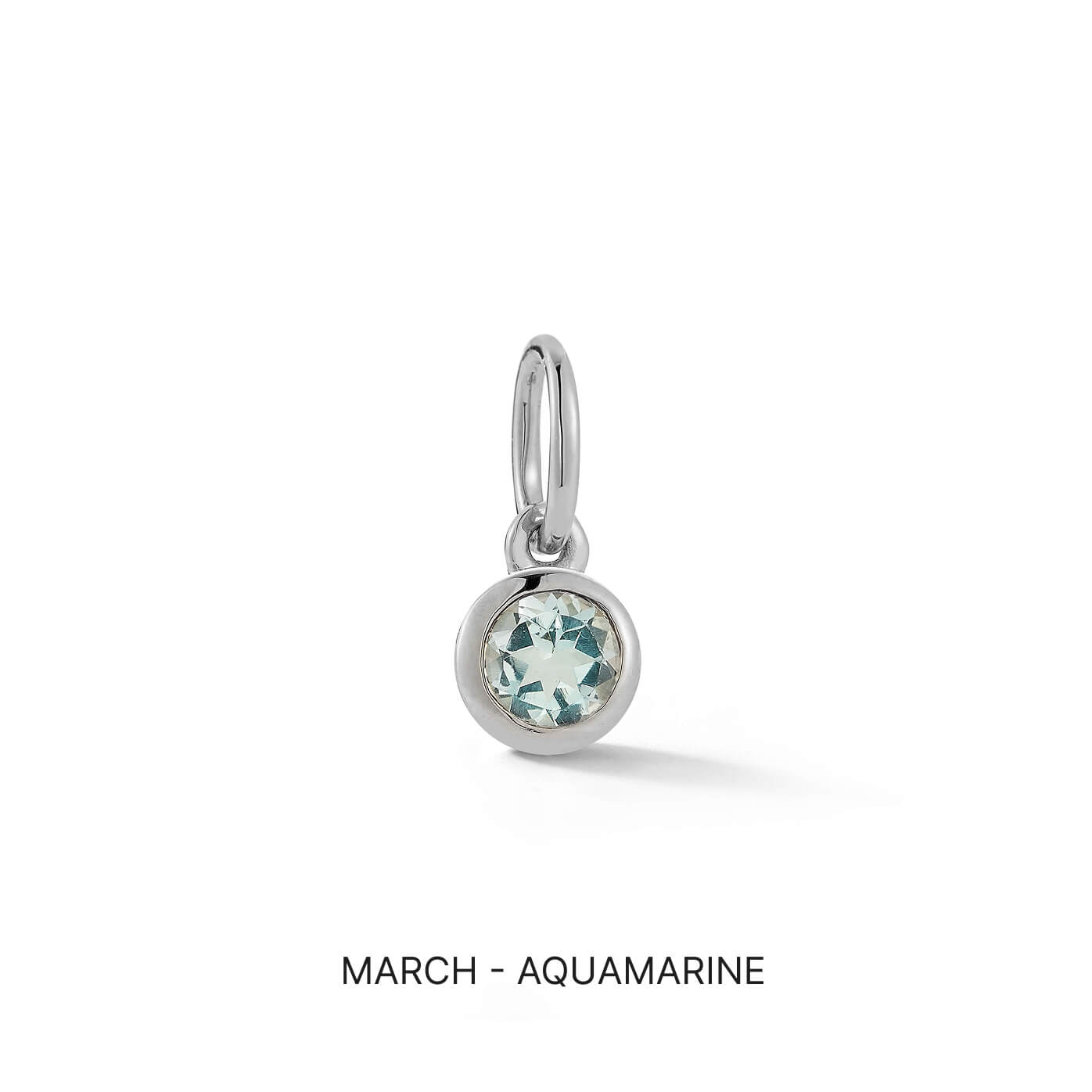 White Gold-1^Designer Diamond Necklaces: DRD Birthstone Charm in White Gold. March