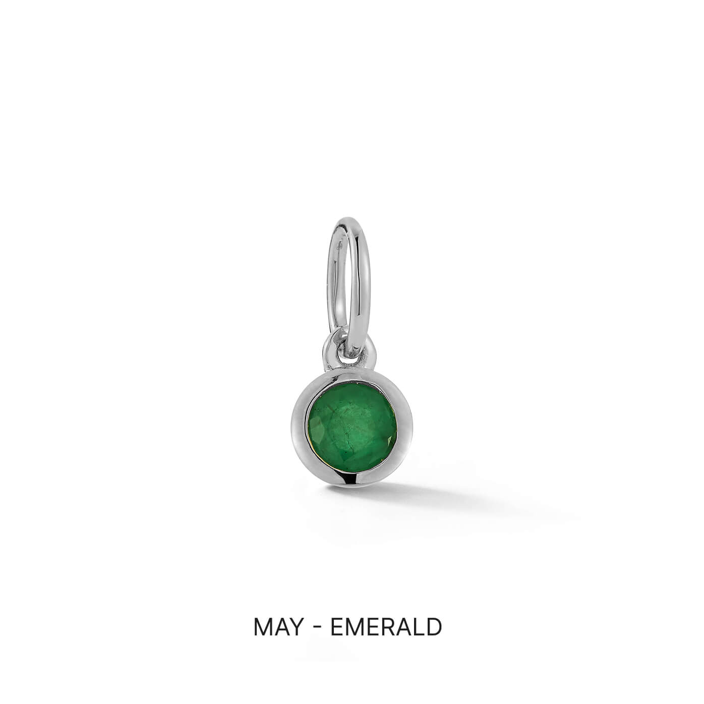 White Gold-1^Designer Diamond Necklaces: DRD Birthstone Charm in White Gold. May