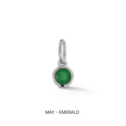 White Gold-1^Designer Diamond Necklaces: DRD Birthstone Charm in White Gold. May