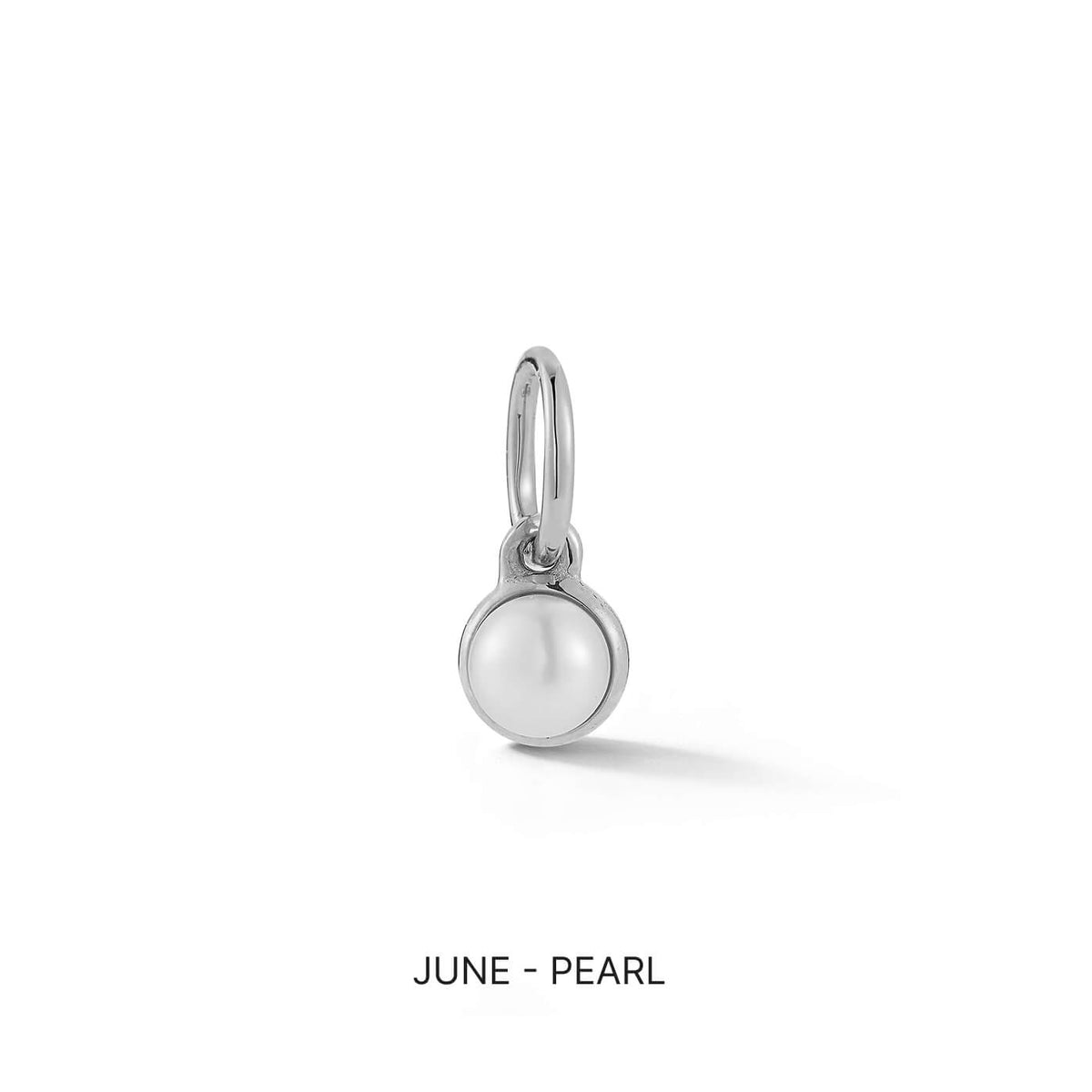 White Gold-1^Designer Diamond Necklaces: DRD Birthstone Charm in White Gold. June