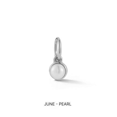 White Gold-1^Designer Diamond Necklaces: DRD Birthstone Charm in White Gold. June