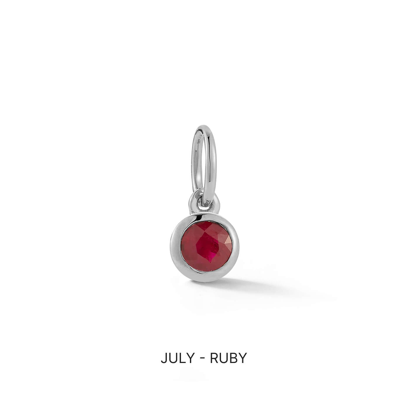 White Gold-1^Designer Diamond Necklaces: DRD Birthstone Charm in White Gold. July