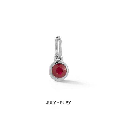 White Gold-1^Designer Diamond Necklaces: DRD Birthstone Charm in White Gold. July