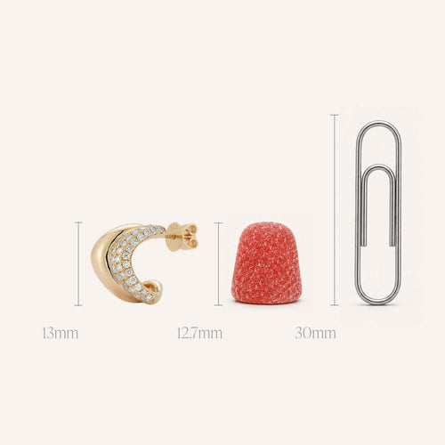 Rose Gold-4^Diamond Huggie Earrings: Cynthia Rose Curved Diamond Huggies In Rose Gold