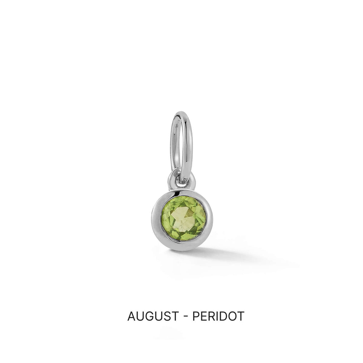White Gold-1^Designer Diamond Necklaces: DRD Birthstone Charm in White Gold. August