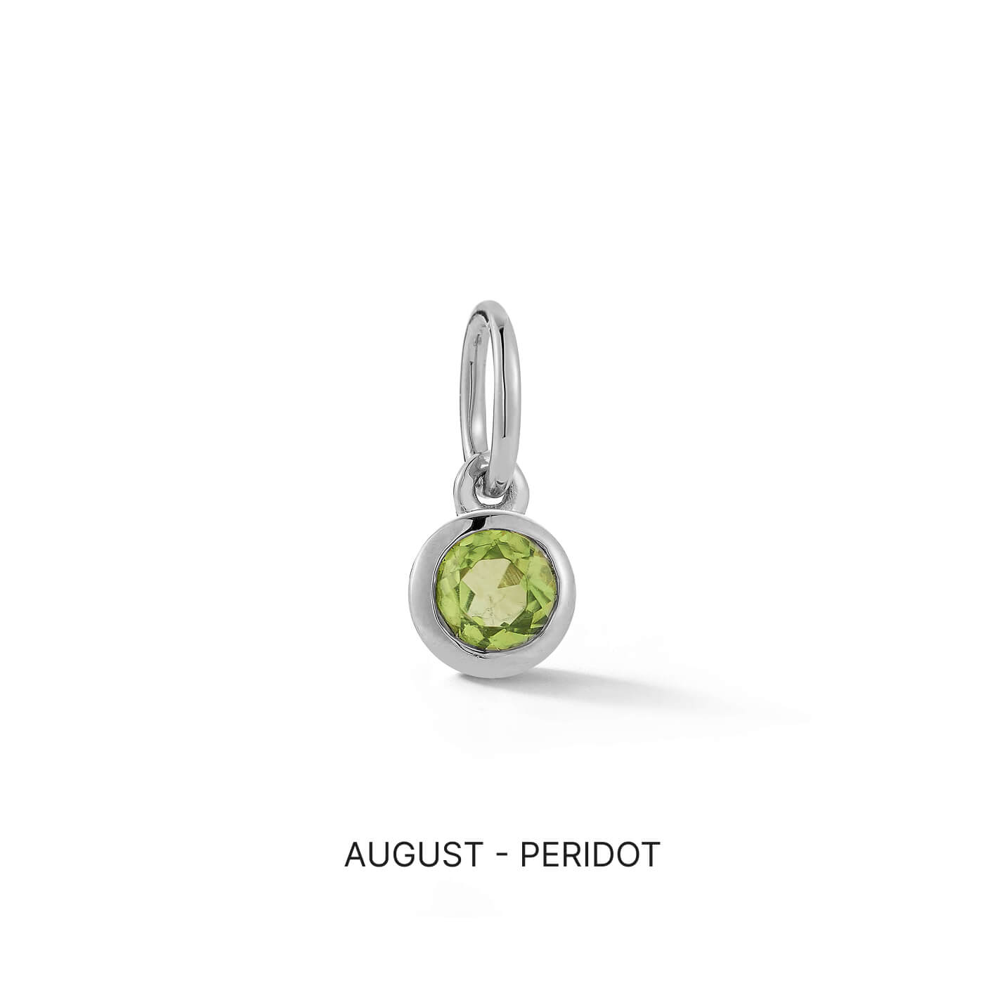 White Gold-1^Designer Diamond Necklaces: DRD Birthstone Charm in White Gold. August
