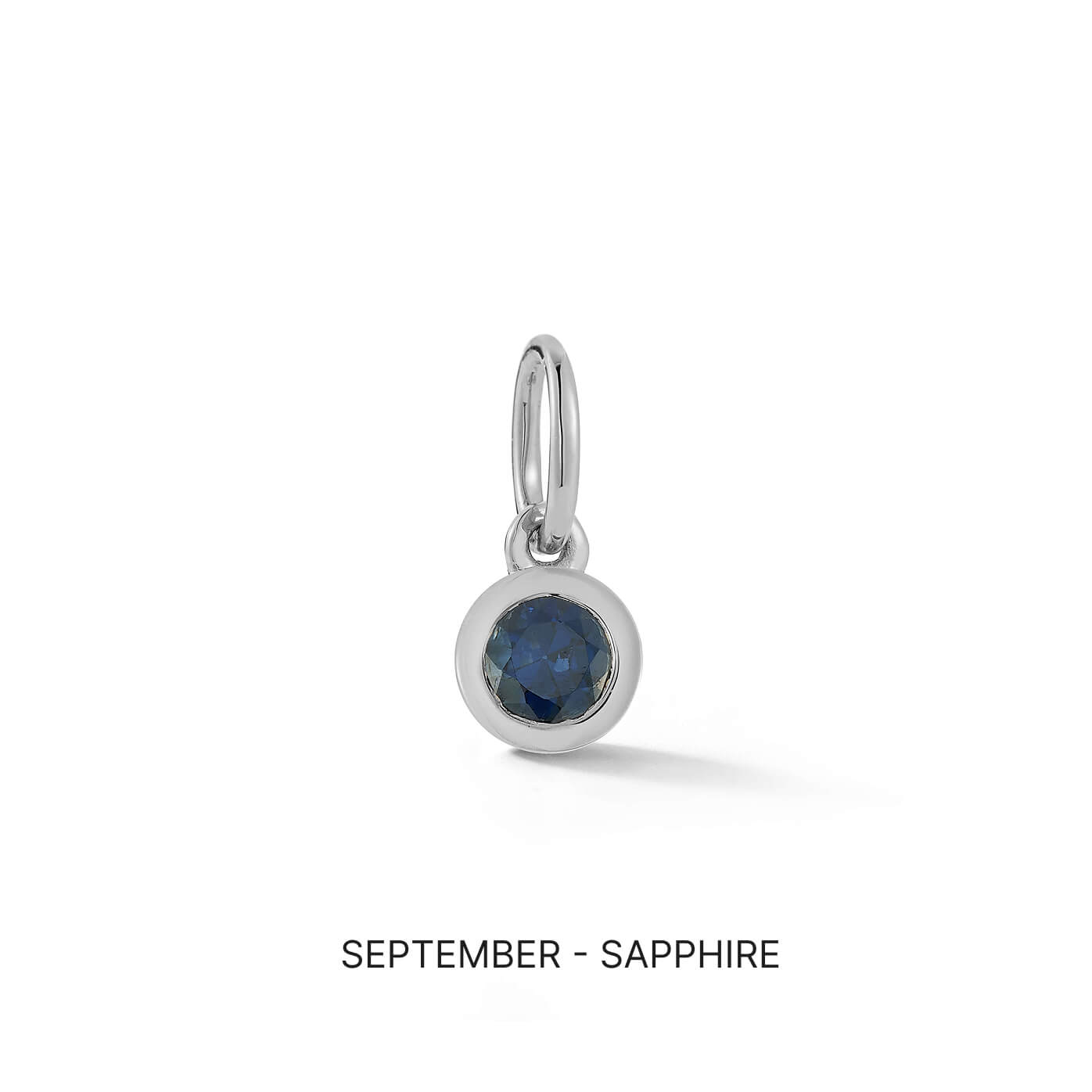 White Gold-1^Designer Diamond Necklaces: DRD Birthstone Charm in White Gold. September