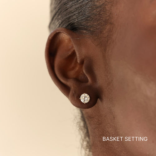 Yellow Gold-2^Diamond Stud Earrings - DRD Diamond Solitaire Studs 2.00 Ct. Total Weight in Yellow Gold. Four Prong Setting