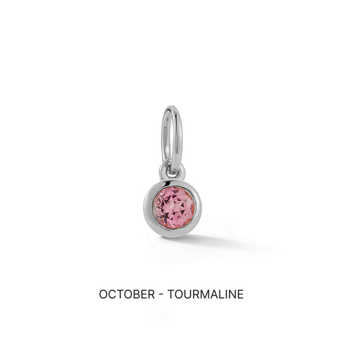 White Gold-1^Designer Diamond Necklaces: DRD Birthstone Charm in White Gold. October