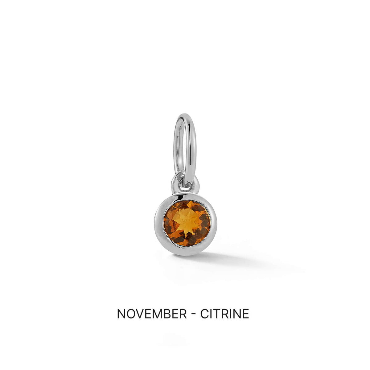 White Gold-1^Designer Diamond Necklaces: DRD Birthstone Charm in White Gold. November