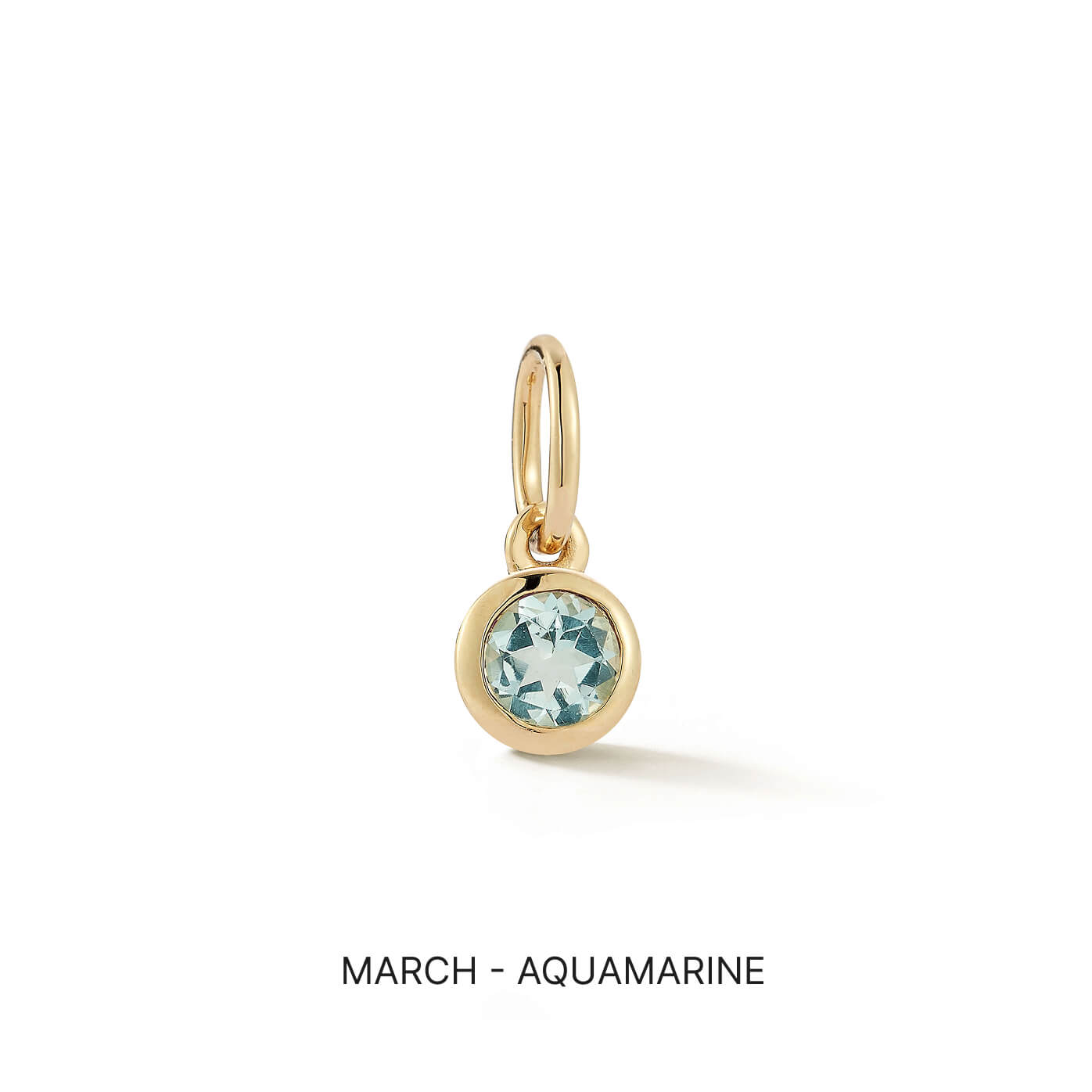 Yellow Gold-1^Designer Diamond Necklaces: DRD Birthstone Charm in Yellow Gold. March