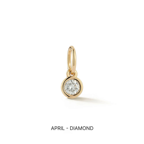 Yellow Gold-1^Designer Diamond Necklaces: DRD Birthstone Charm in Yellow Gold. April