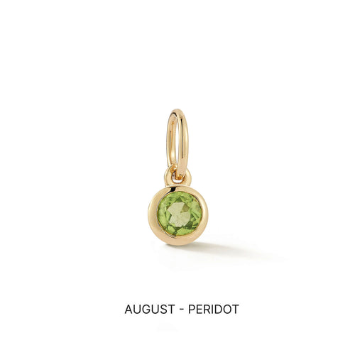 Yellow Gold-1^Designer Diamond Necklaces: DRD Birthstone Charm in Yellow Gold. August