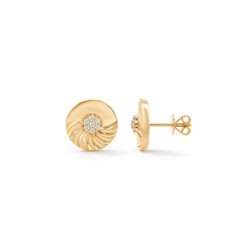 Yellow Gold-1^Designer Stud Earrings: Zoe Louise Split Spiral Studs in Yellow Gold