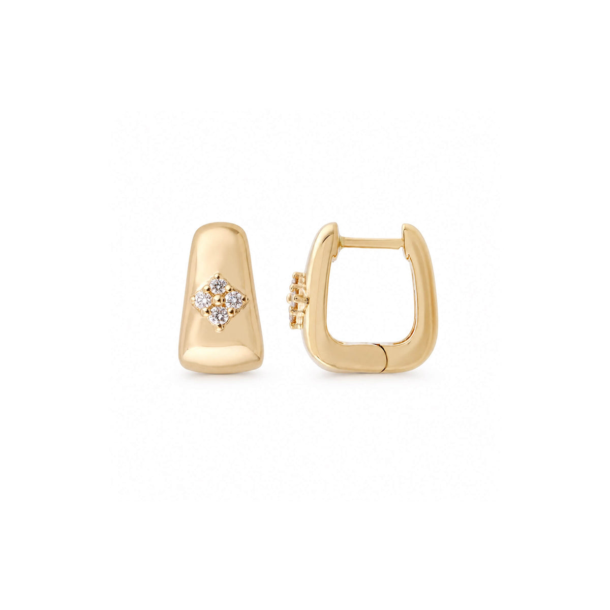 Yellow Gold-1^Huggie Earrings: Vivian Lily Large U Huggies in Yellow Gold