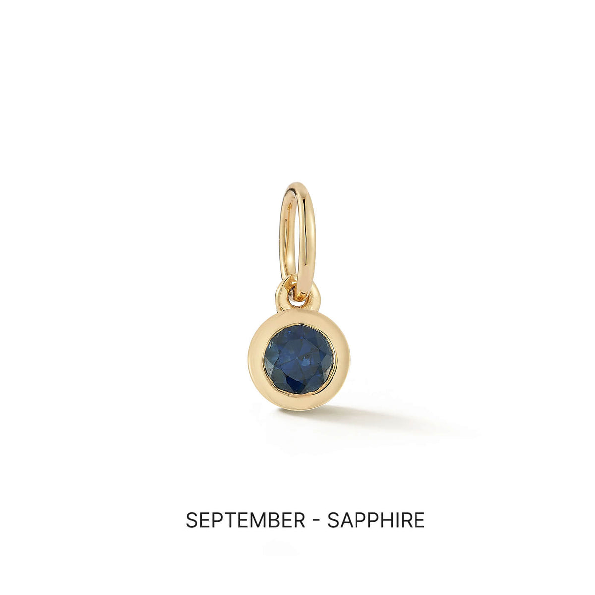 Yellow Gold-1^Designer Diamond Necklaces: DRD Birthstone Charm in Yellow Gold. September