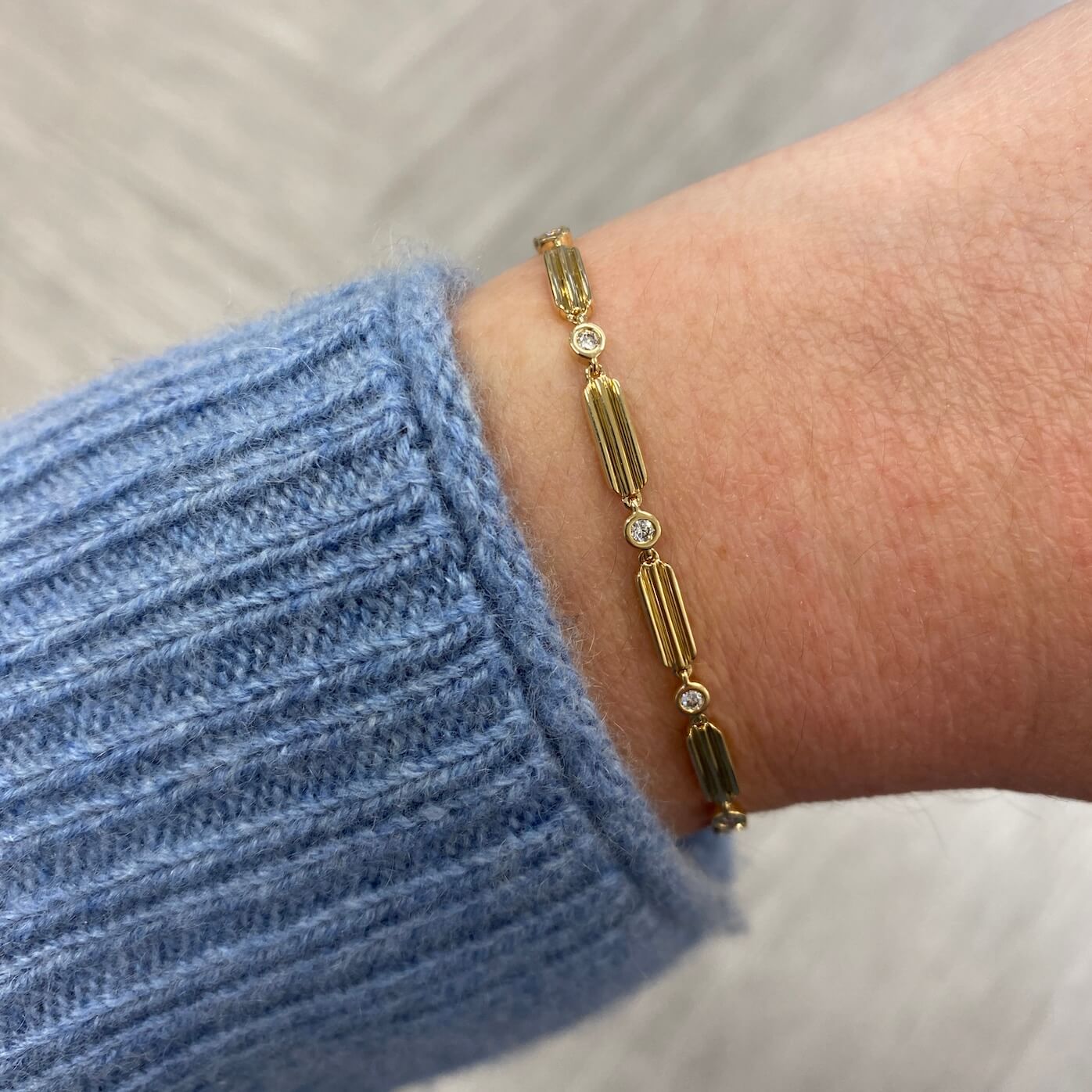 Yellow Gold^2-Gold Designer Bracelets: Teddi Paige Bezel Link Bracelet in Yellow Gold