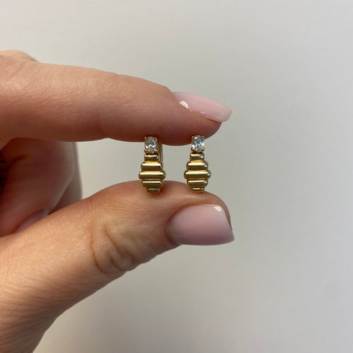 Melody Eden Oval Diamond U Hoops