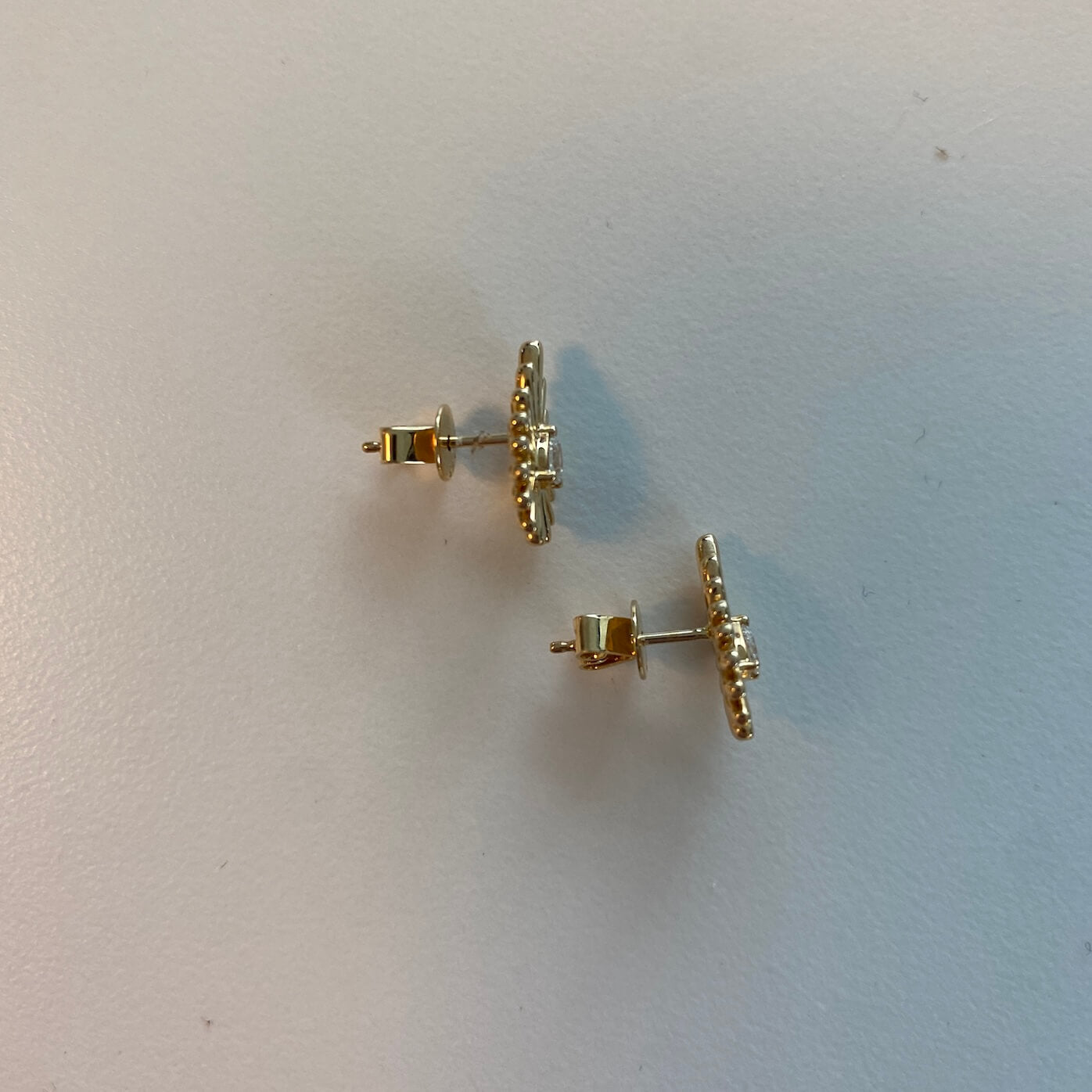Gold Pear Shape Diamond Studs