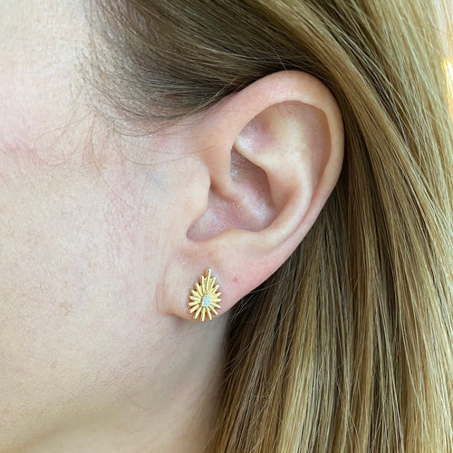 Gold Pear Shape Diamond Studs