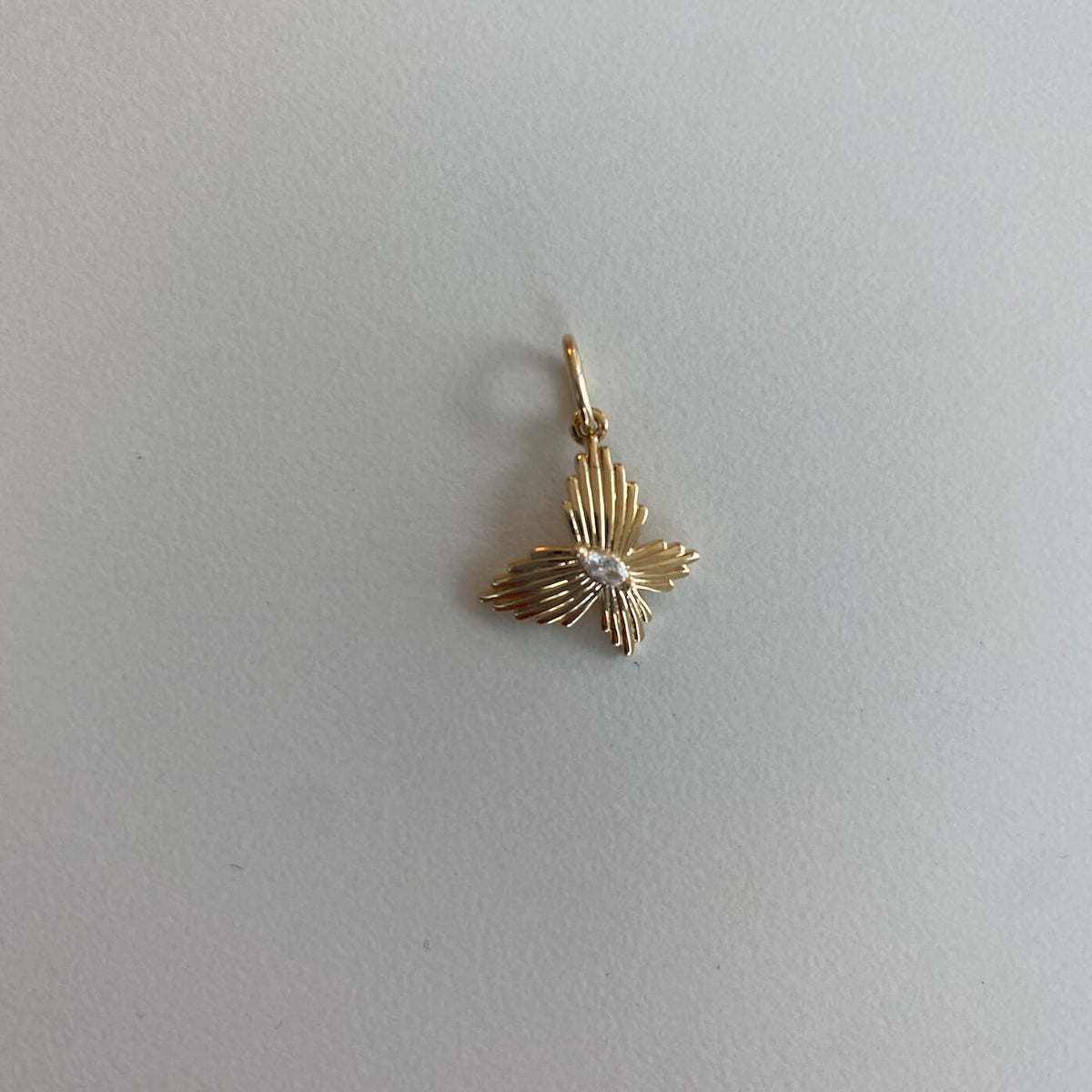 Yellow Gold-1^Designer Gold Necklaces: Teddi Paige Marquise Butterfly Charm
 in Yellow Gold