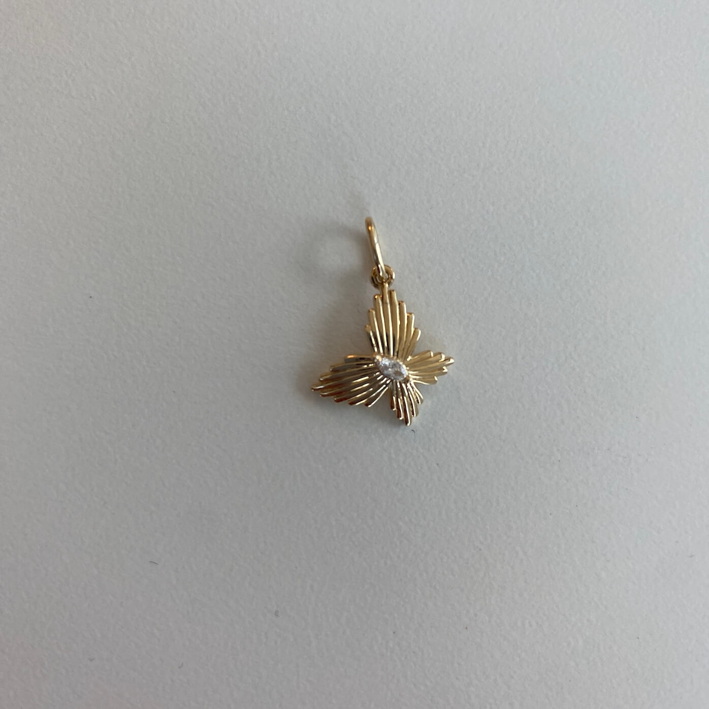 Yellow Gold-1^Designer Gold Necklaces: Teddi Paige Marquise Butterfly Charm
 in Yellow Gold