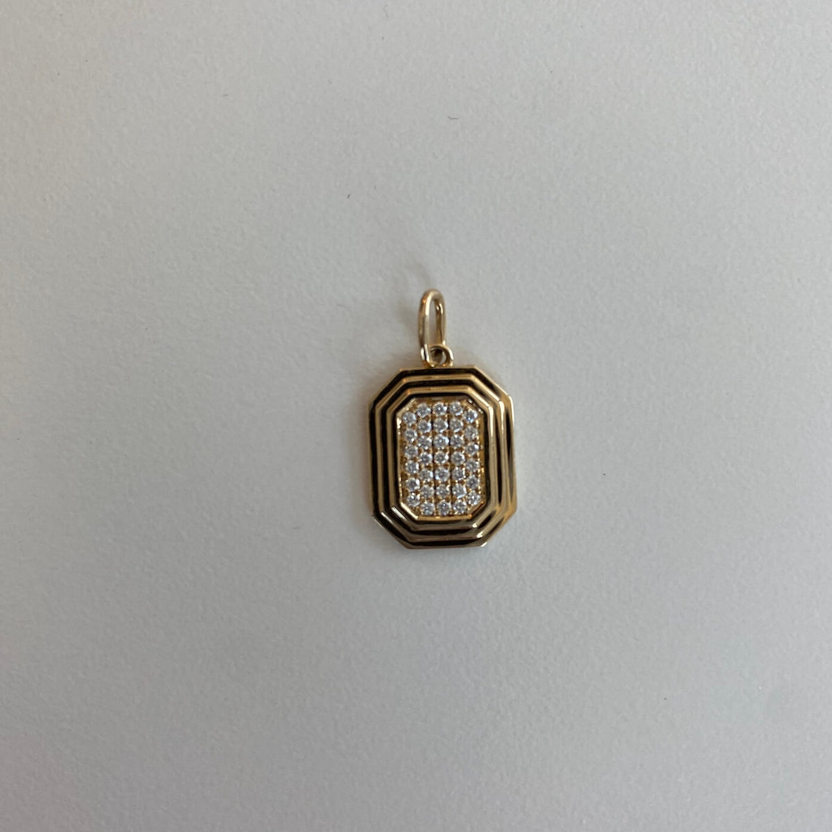 Yellow Gold-1^Designer Gold Necklaces: Teddi Paige Diamond Tag Charm in Yellow Gold