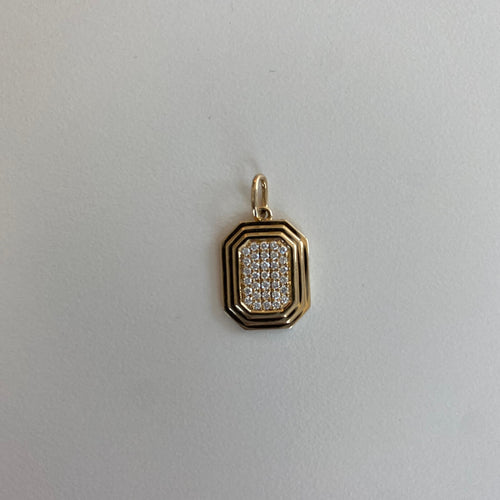 Yellow Gold-1^Designer Gold Necklaces: Teddi Paige Diamond Tag Charm in Yellow Gold