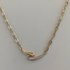 Yellow Gold-1^Diamond Bar Necklaces: Taylor Elaine Paperclip Bypass Necklace in Yellow Gold