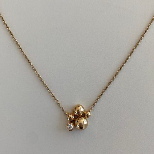 Yellow Gold-1^Diamond Pendant Necklaces: Poppy Rae Pebble Cluster Necklace in Yellow Gold 