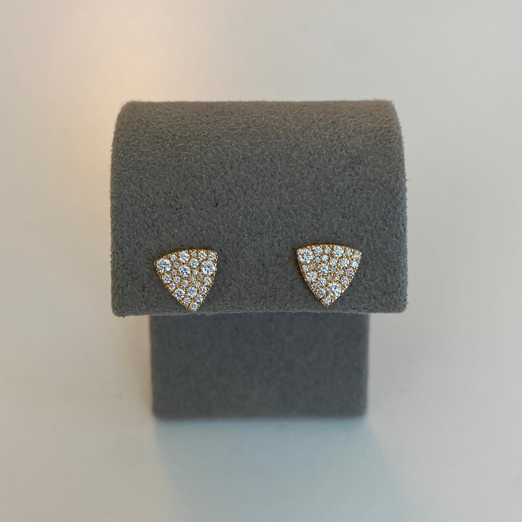 Yellow Gold-2^Designer Stud Earrings: Emily Sarah Large Triangle Studs in Yellow Gold 